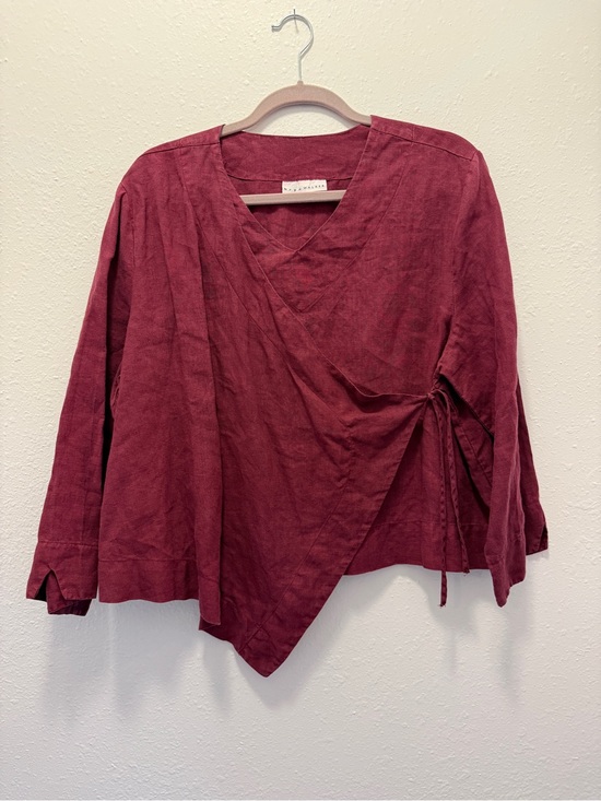 bryn Walker Tops - Bryn Walker Mia 100% Linen Faux Wrap Blouse Top Large